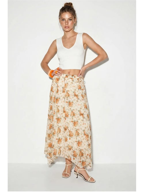 Saia maxi floral de cintura alta lucci - Kiabi Saia maxi floral de cintura alta lucci - Kiabi