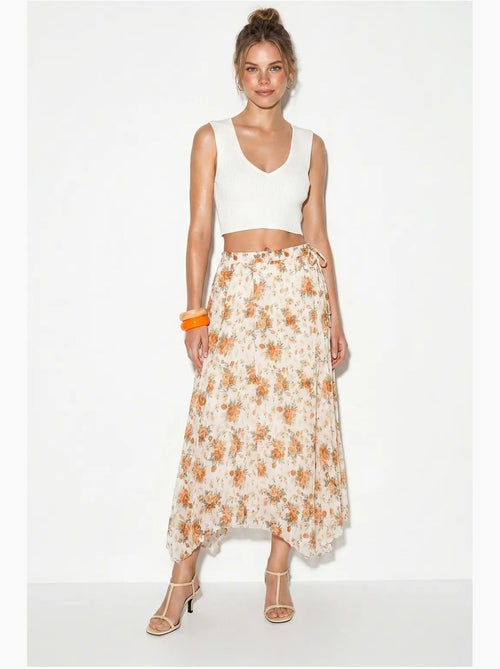 Saia maxi floral de cintura alta lucci - Kiabi Saia maxi floral de cintura alta lucci - Kiabi
