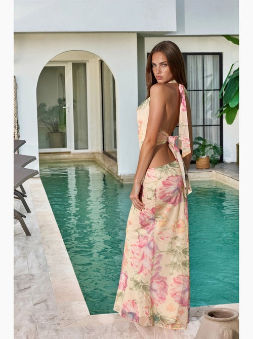 Saia maxi floral de cintura baixa hiccup - Kiabi Saia maxi floral de cintura baixa hiccup - Kiabi