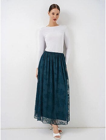 Saia maxi floral de cintura subida bdart