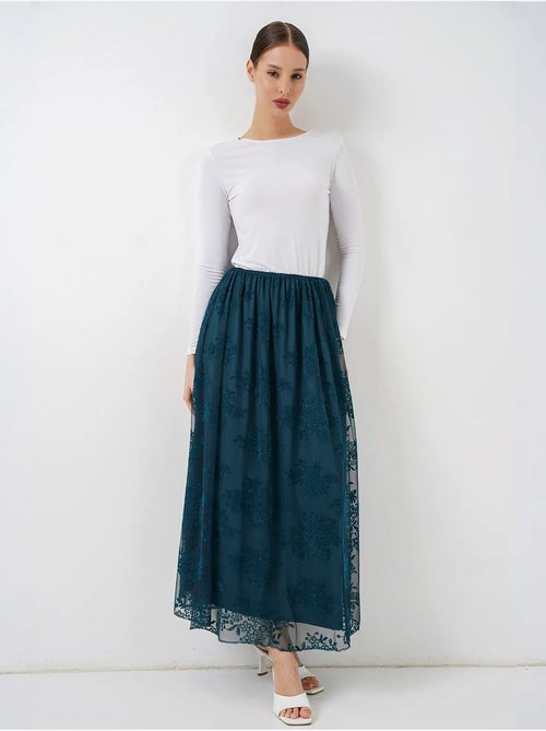 Saia maxi floral de cintura subida bdart - Kiabi