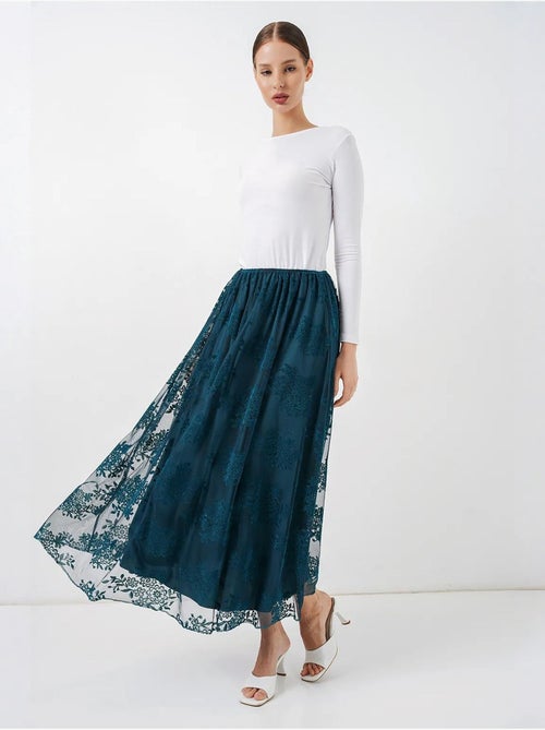 Saia maxi floral de cintura subida bdart - Kiabi