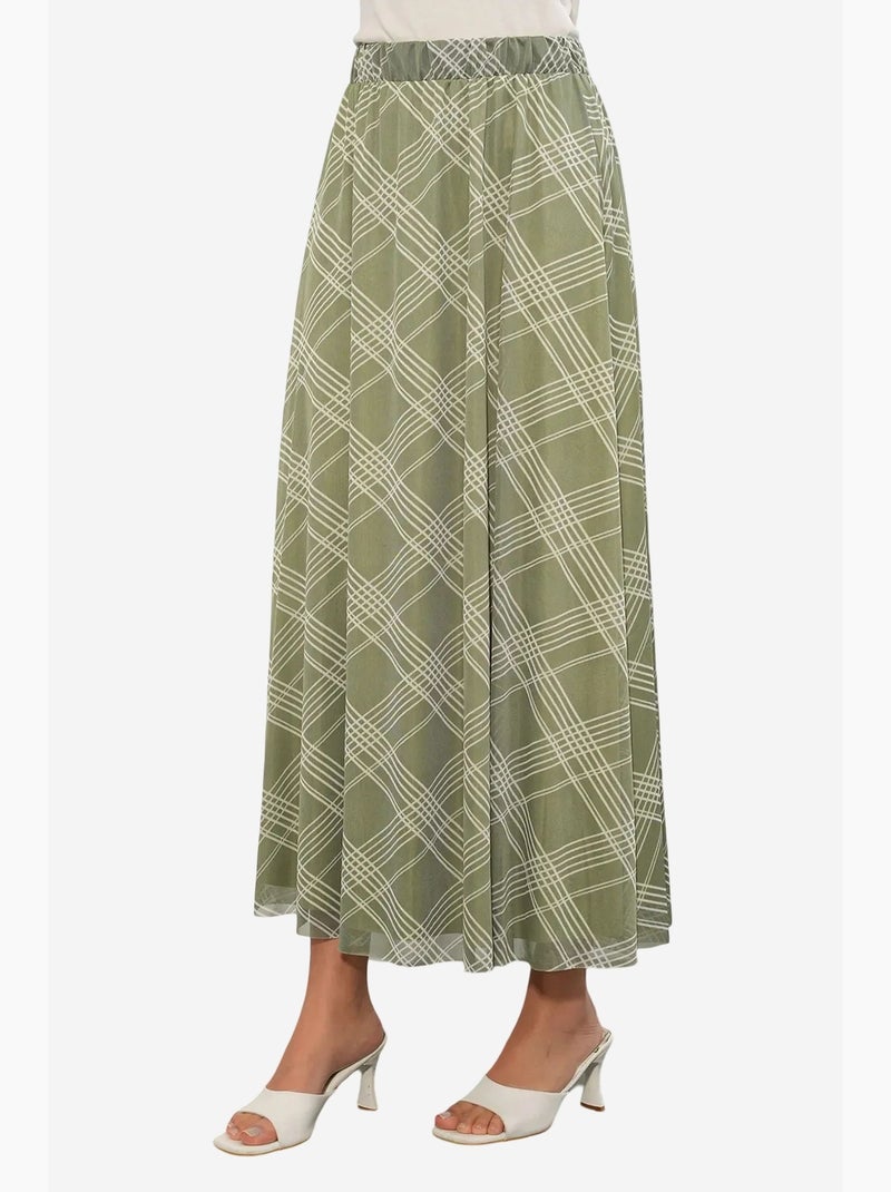 Saia maxi floral de cintura subida bdart Branco Caqui - Kiabi