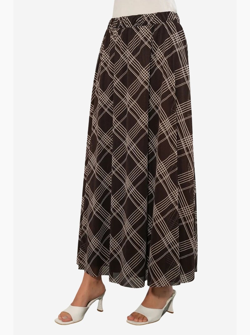 Saia maxi floral de cintura subida bdart Castanho-escuro - Kiabi