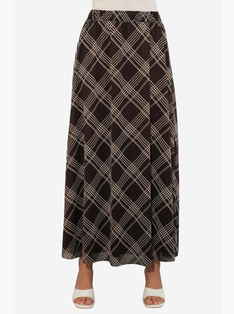 Saia maxi floral de cintura subida bdart Castanho-escuro - Kiabi