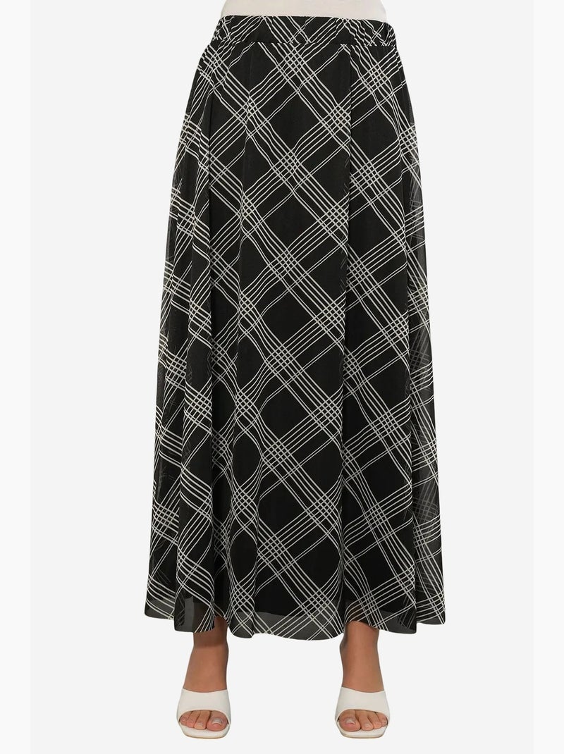 Saia maxi floral de cintura subida bdart Preto Branco - Kiabi