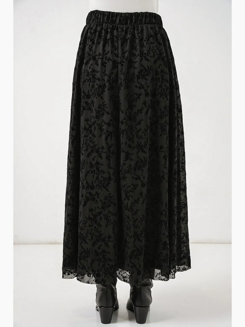 Saia maxi floral de cintura subida bdart Preto - Kiabi