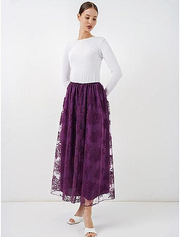 Saia maxi floral de cintura subida bdart