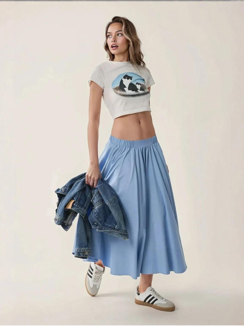 Saia maxi justa em linha a hiccup Azul-céu - Kiabi