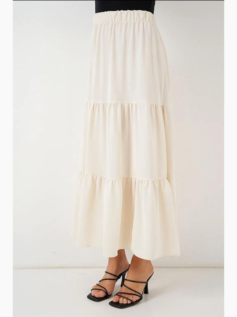 Saia maxi texturizada bdart Creme - Kiabi