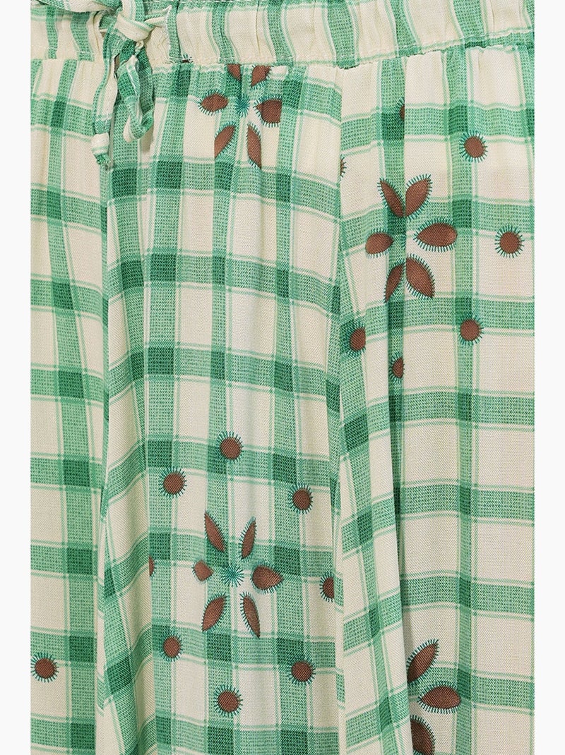 Saia maxi xadrez de cintura alta bdart Verde menta - Kiabi