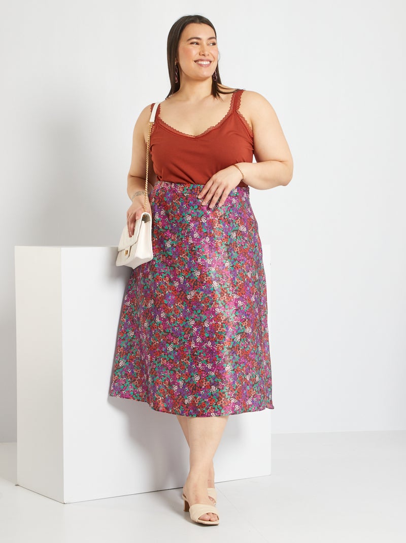 Saia midi acetinada VIOLETA - Kiabi