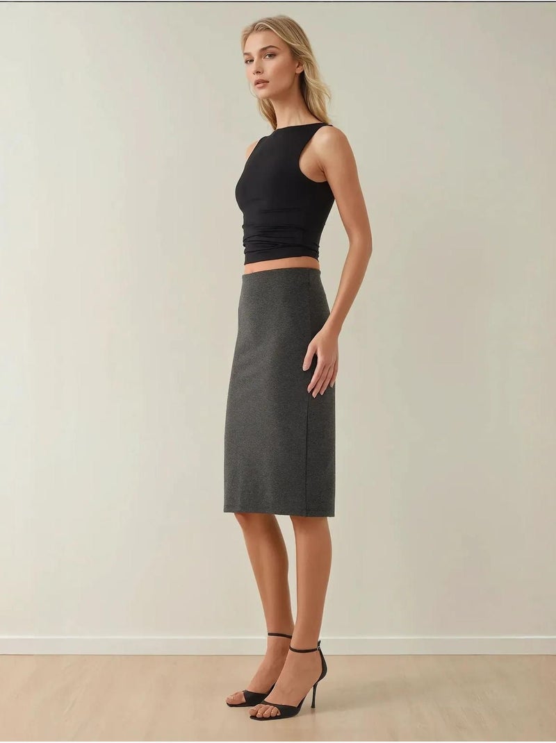 Saia midi bodycon de cintura subida hiccup Cinza-preto - Kiabi