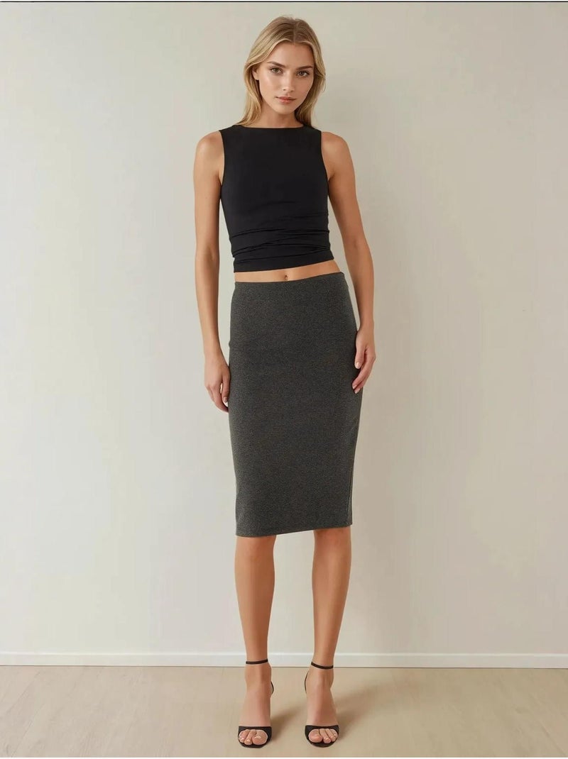 Saia midi bodycon de cintura subida hiccup Cinza-preto - Kiabi