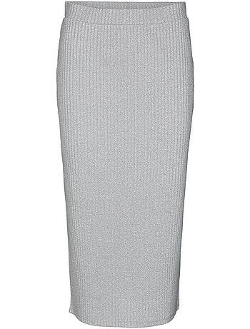 Saia midi cinzenta clara vero moda cora para mulher