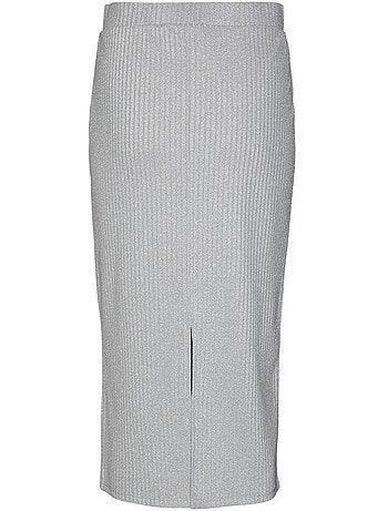 Saia midi cinzenta clara vero moda cora para mulher