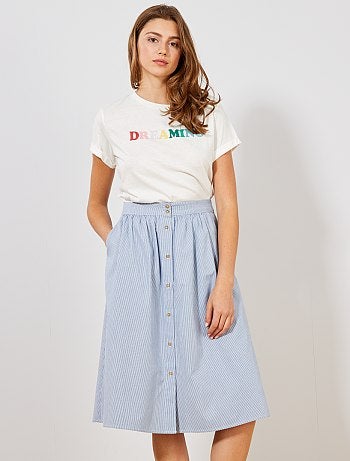 Saia midi com carcela de botões - Kiabi