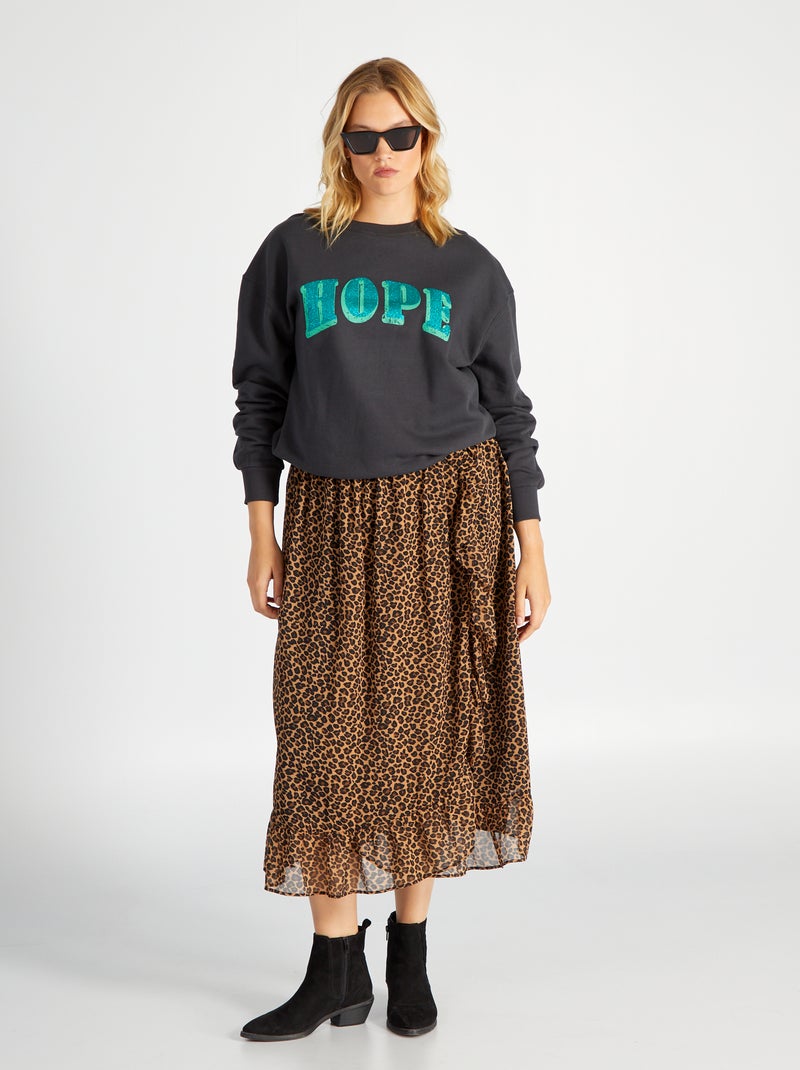 Saia midi com estampado BEGE - Kiabi