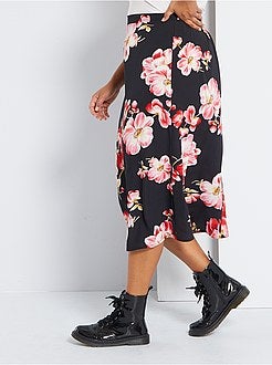 Saia midi com estampado flores - Kiabi