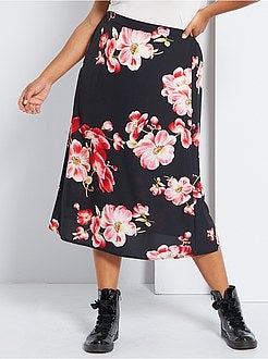 Saia midi com estampado flores - Kiabi
