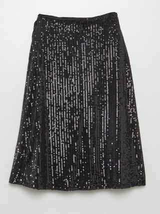 Saia midi com lantejoulas
