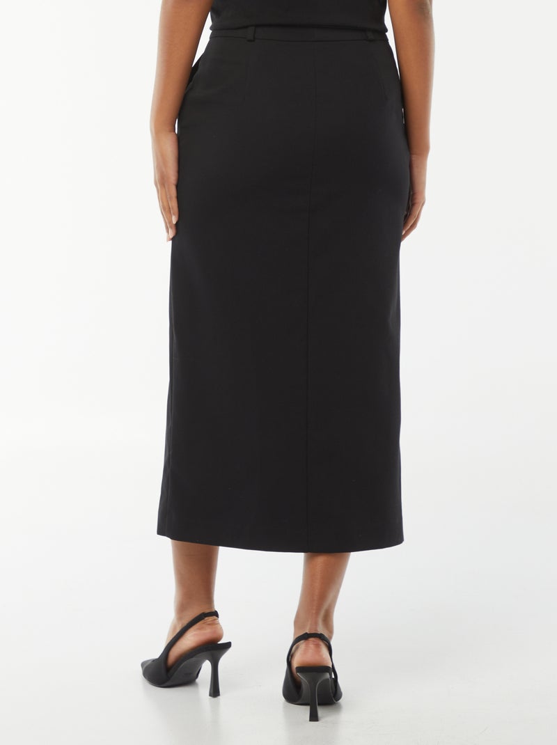 Saia midi com racha à frente Preto - Kiabi