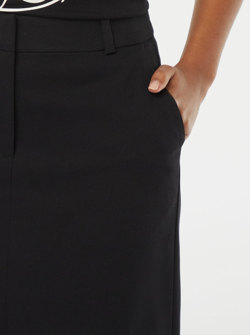 Saia midi com racha à frente Preto - Kiabi