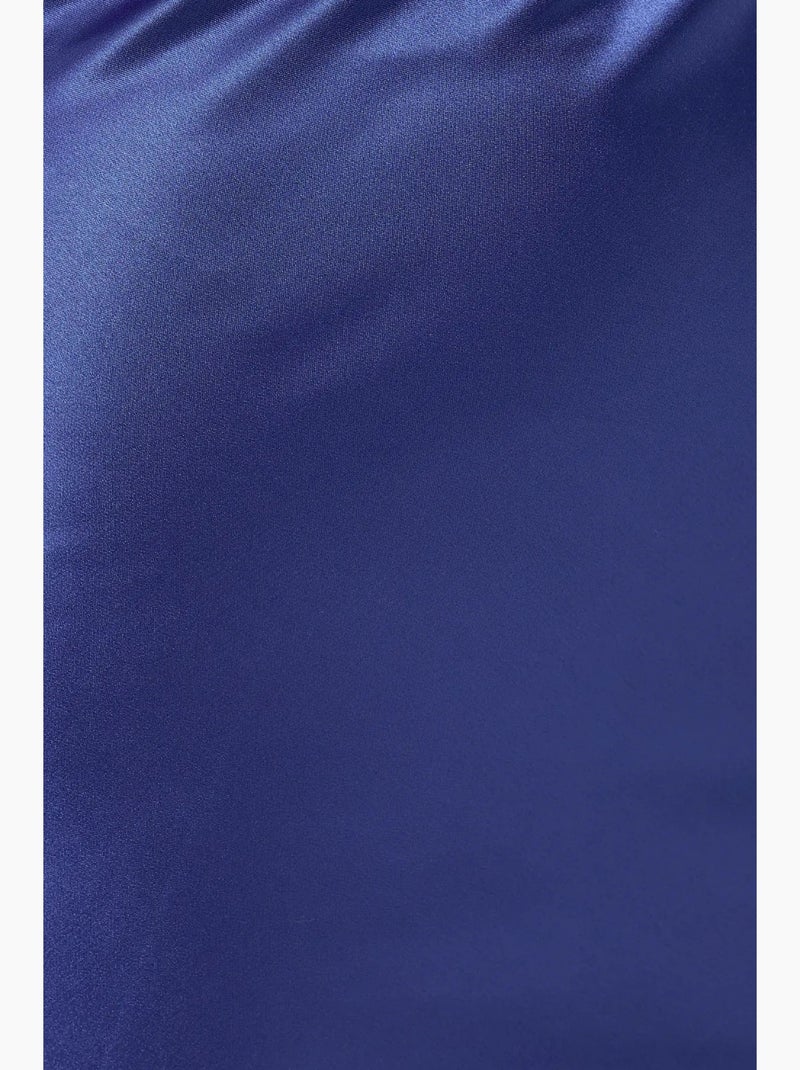 Saia midi de cetim de cintura subida hiccup Azul-cobalto - Kiabi