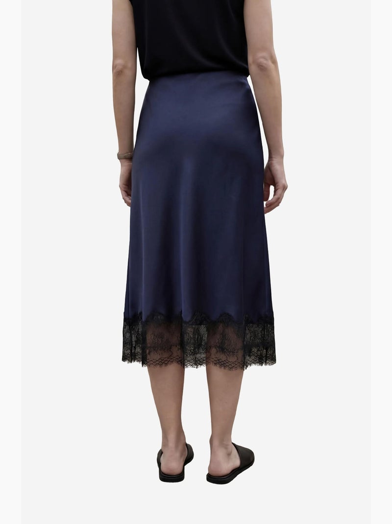 Saia midi de cetim de cintura subida my fashion Azul-marinho - Kiabi