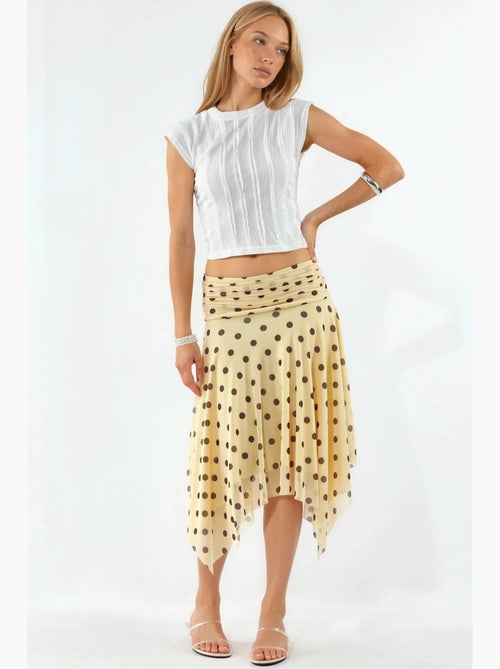 Saia midi de cintura alta em a com bolinhas busem - Kiabi Saia midi de cintura alta em a com bolinhas busem - Kiabi