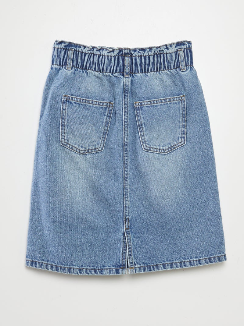 Saia midi de corte direito de ganga AZUL - Kiabi