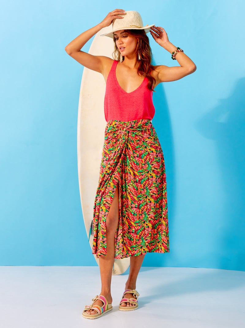 Saia midi de malha crepe VERMELHO - Kiabi