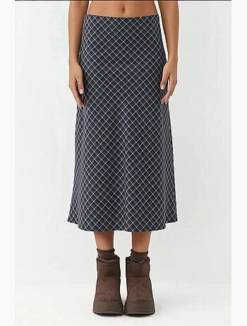 Saia midi em a aos quadrados com fecho de correr hiccup