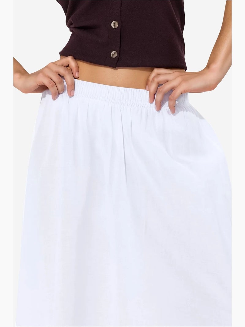 Saia midi em a de cintura alta busem Branco - Kiabi
