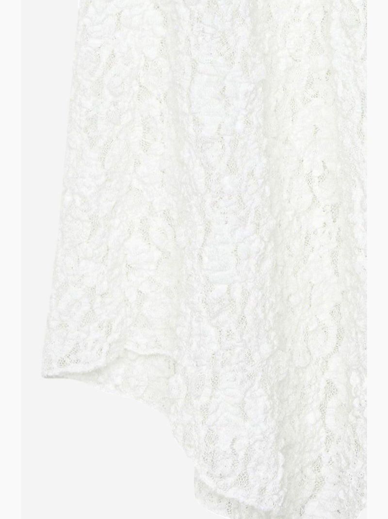 Saia midi em a de renda de cintura subida dilvin Branco - Kiabi