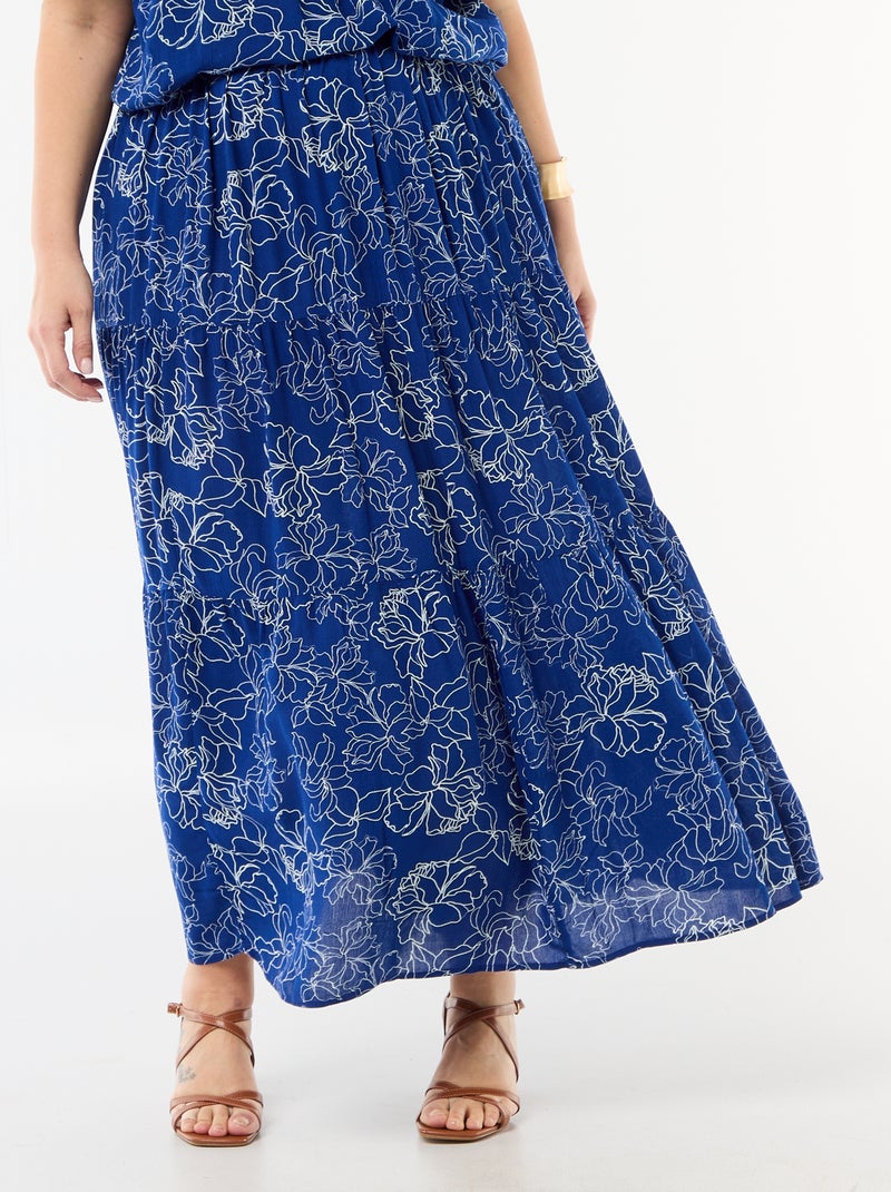 Saia midi em crepe Azul - Kiabi