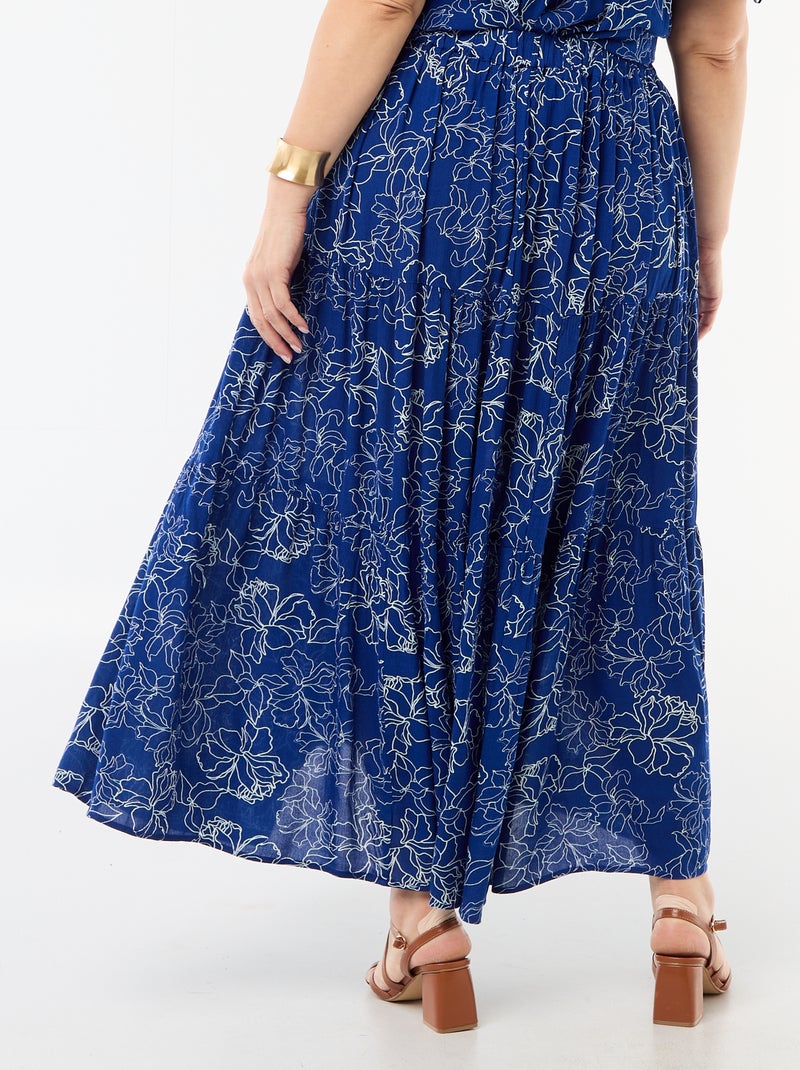 Saia midi em crepe Azul - Kiabi
