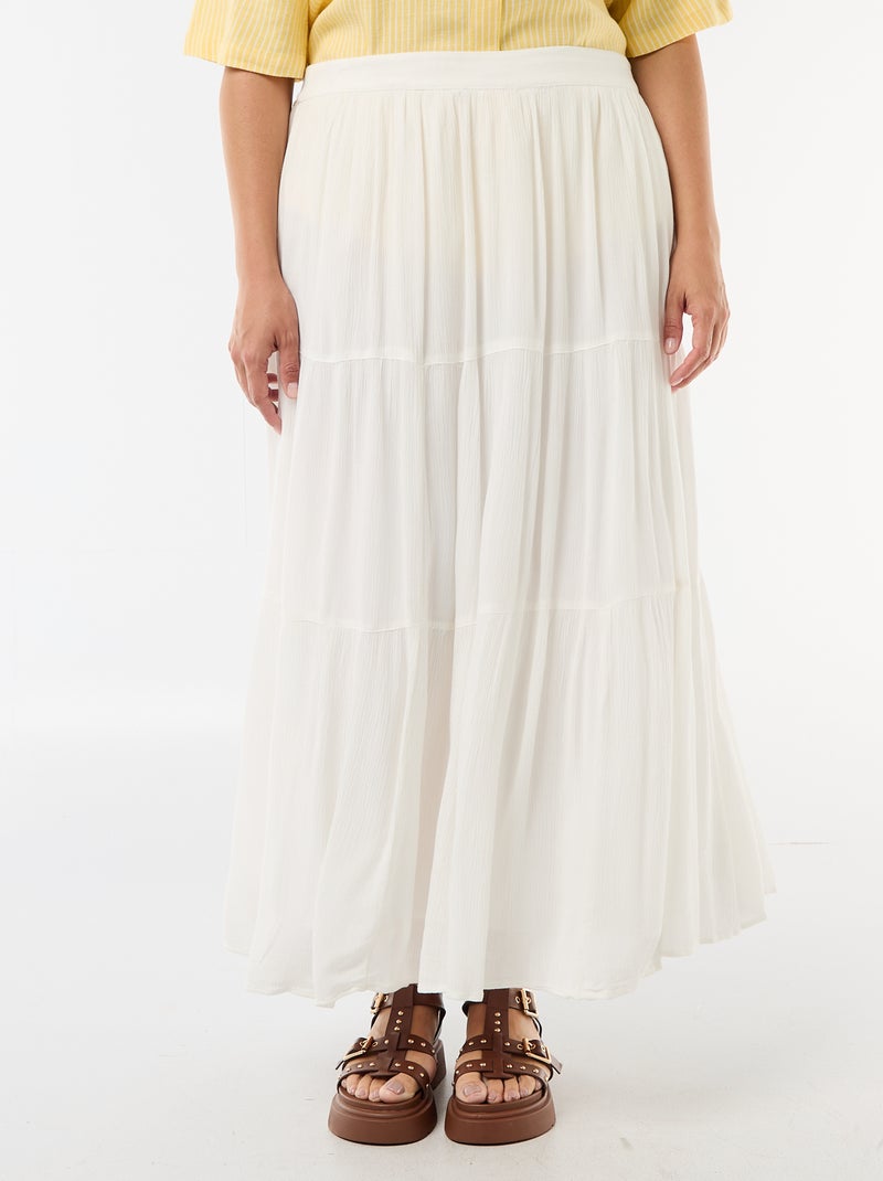Saia midi em crepe Branco - Kiabi