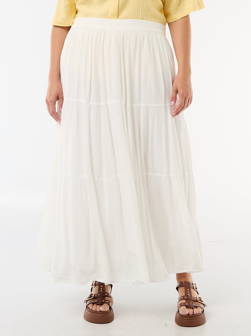 Saia midi em crepe Branco - Kiabi
