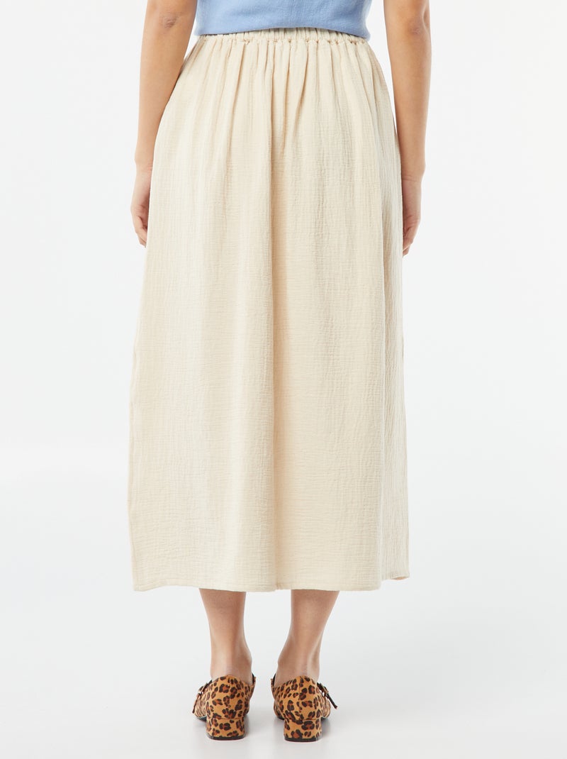 Saia midi em gaze de algodão Nude - Kiabi