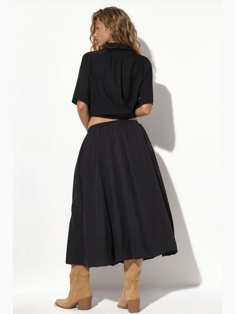 Saia midi em linha a de cintura alta busem Preto - Kiabi