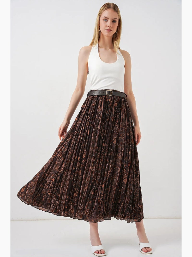 Saia midi em linha a de cintura alta com padrão paisley bdart Preto Vermelho - Kiabi