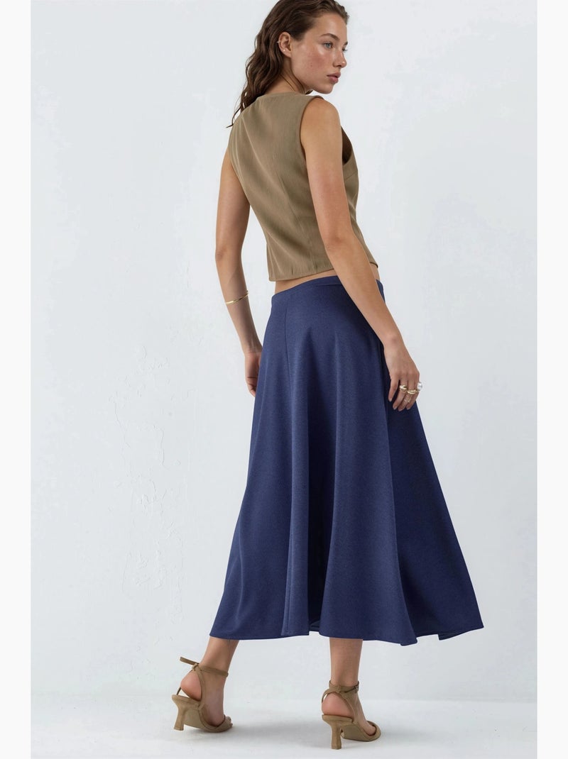 Saia midi em linha a de cintura subida busem Azul-safira - Kiabi