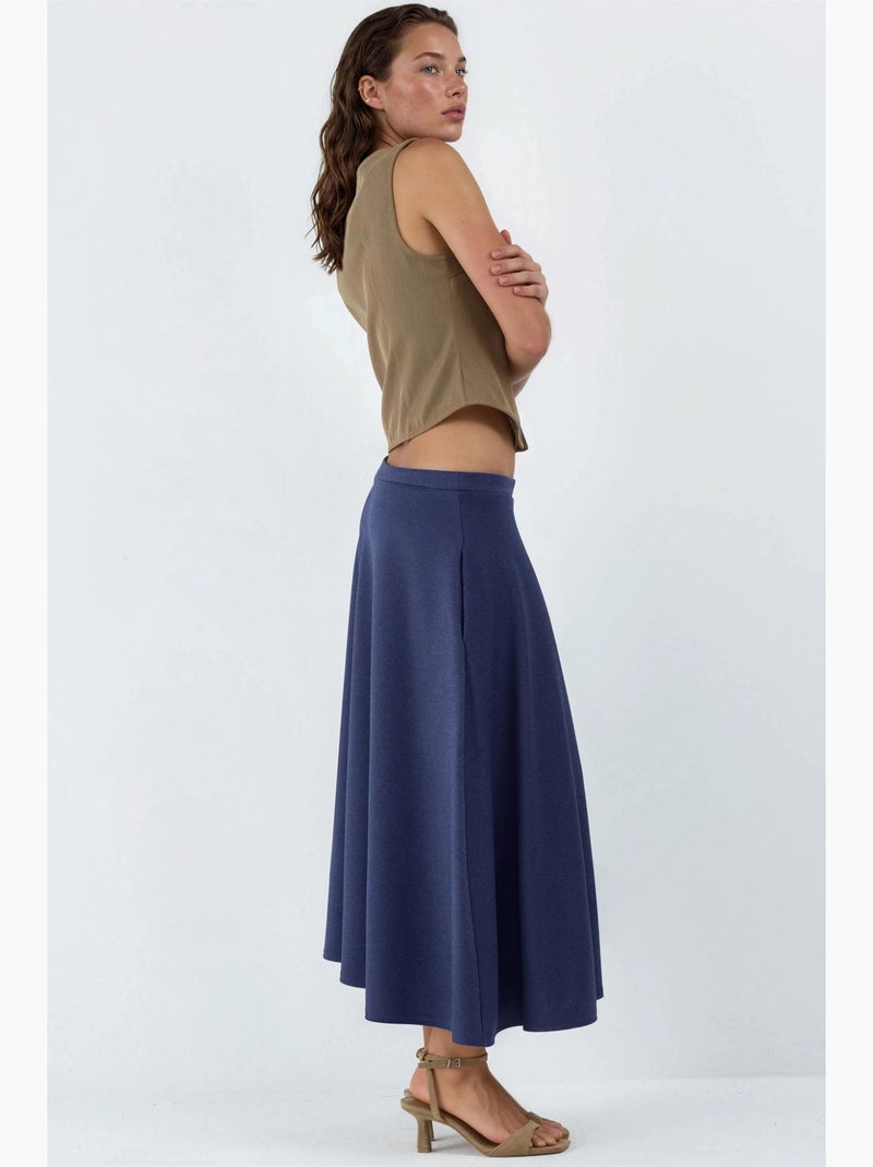 Saia midi em linha a de cintura subida busem Azul-safira - Kiabi