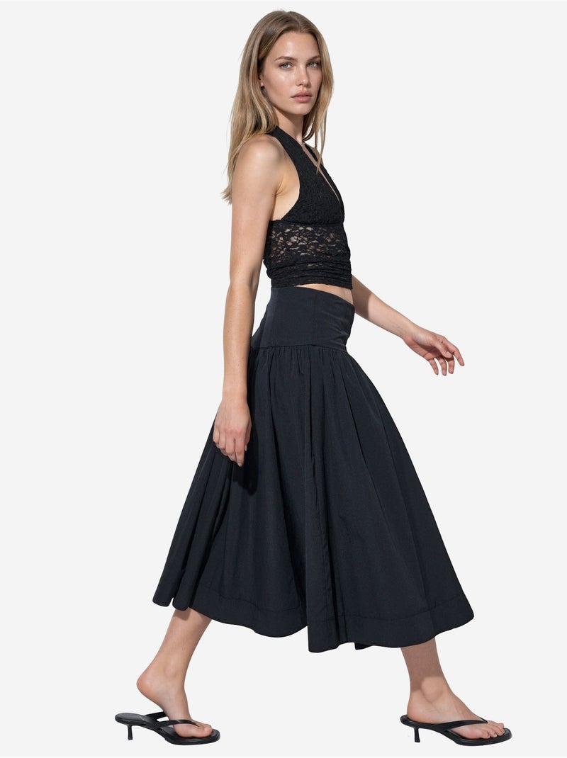 Saia midi em linha a de cintura subida busem Preto - Kiabi