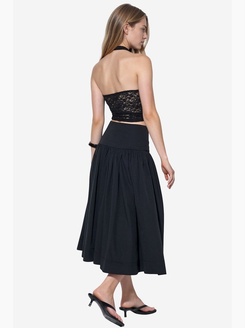 Saia midi em linha a de cintura subida busem Preto - Kiabi