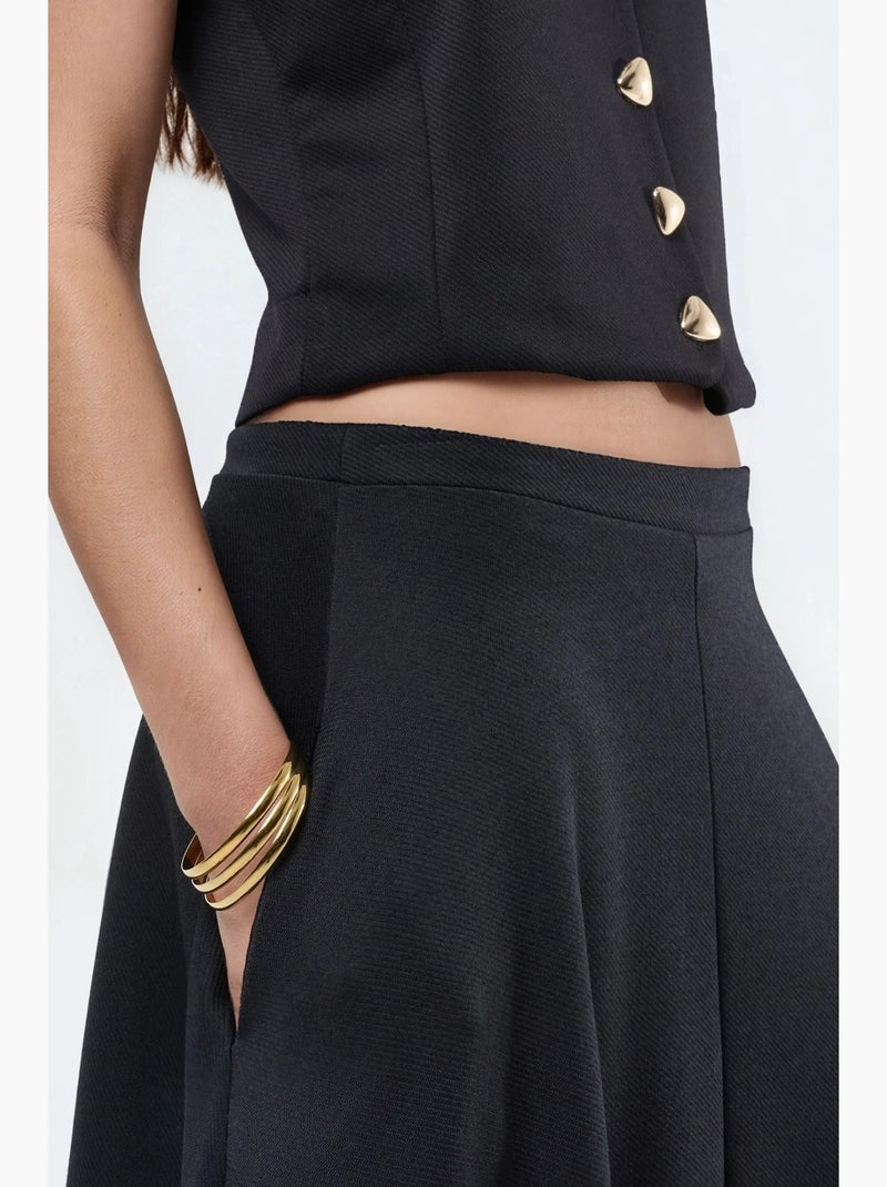 Saia midi em linha a de cintura subida busem Preto - Kiabi