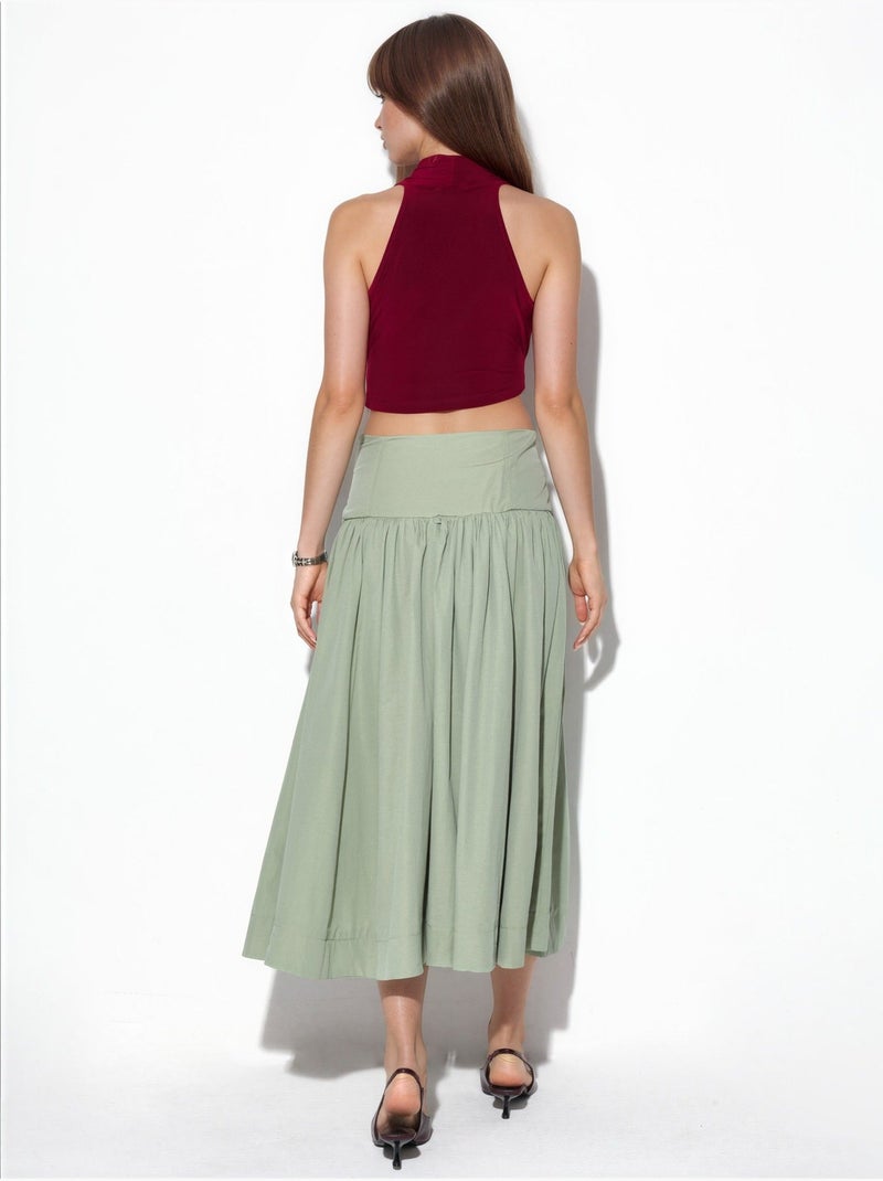 Saia midi em linha a de cintura subida busem Verde menta - Kiabi