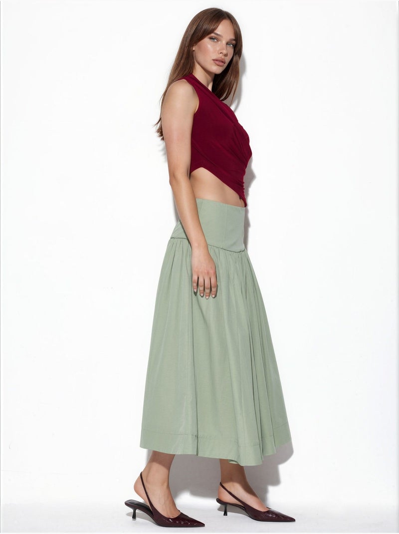 Saia midi em linha a de cintura subida busem Verde menta - Kiabi