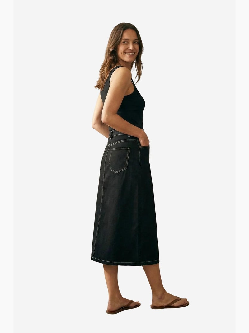 Saia midi em linha a de cintura subida com bolsos my fashion Preto - Kiabi
